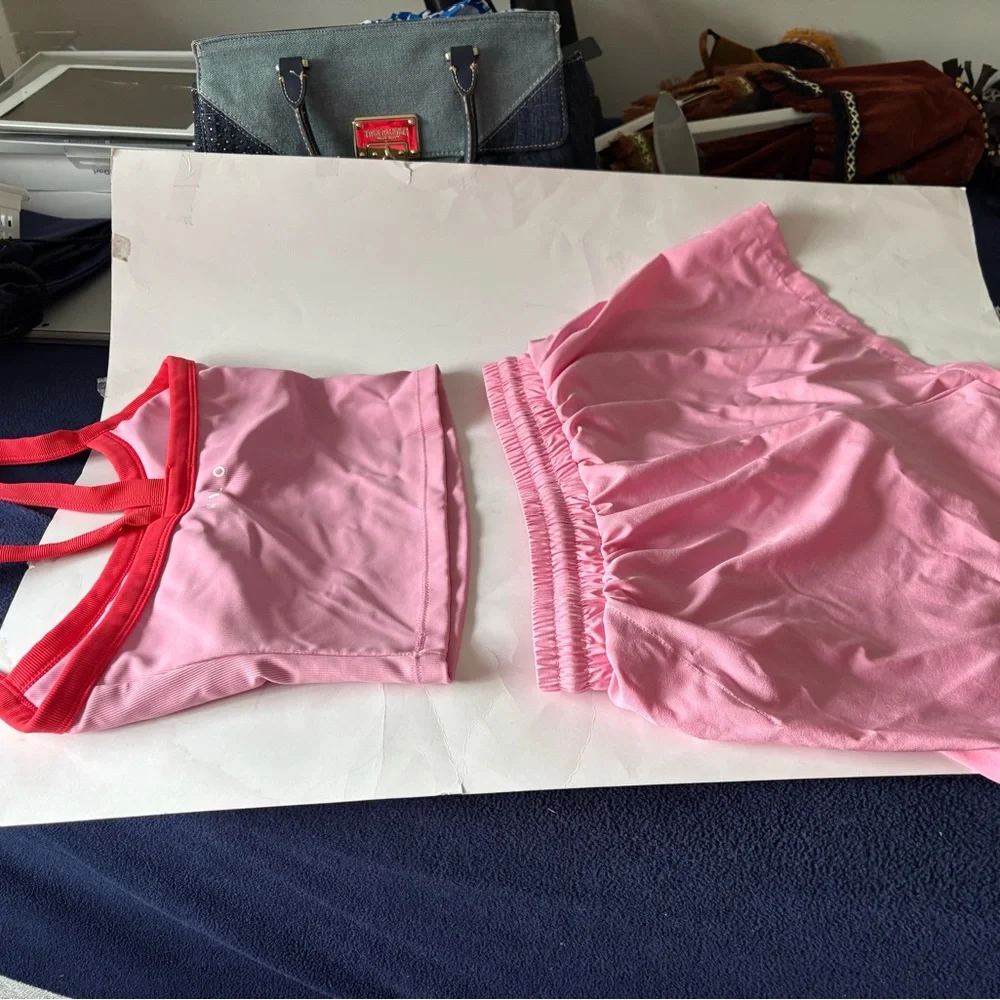 Women's Pink Tankini Crop Top & Swim Shorts Set - Picture 2 of 7